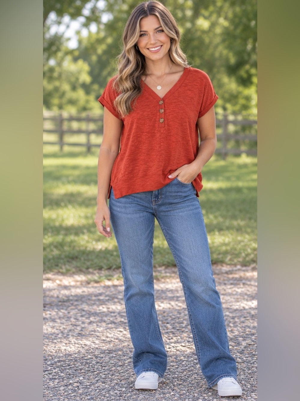 J. Jill Short-Sleeve V-Neck Button Top
